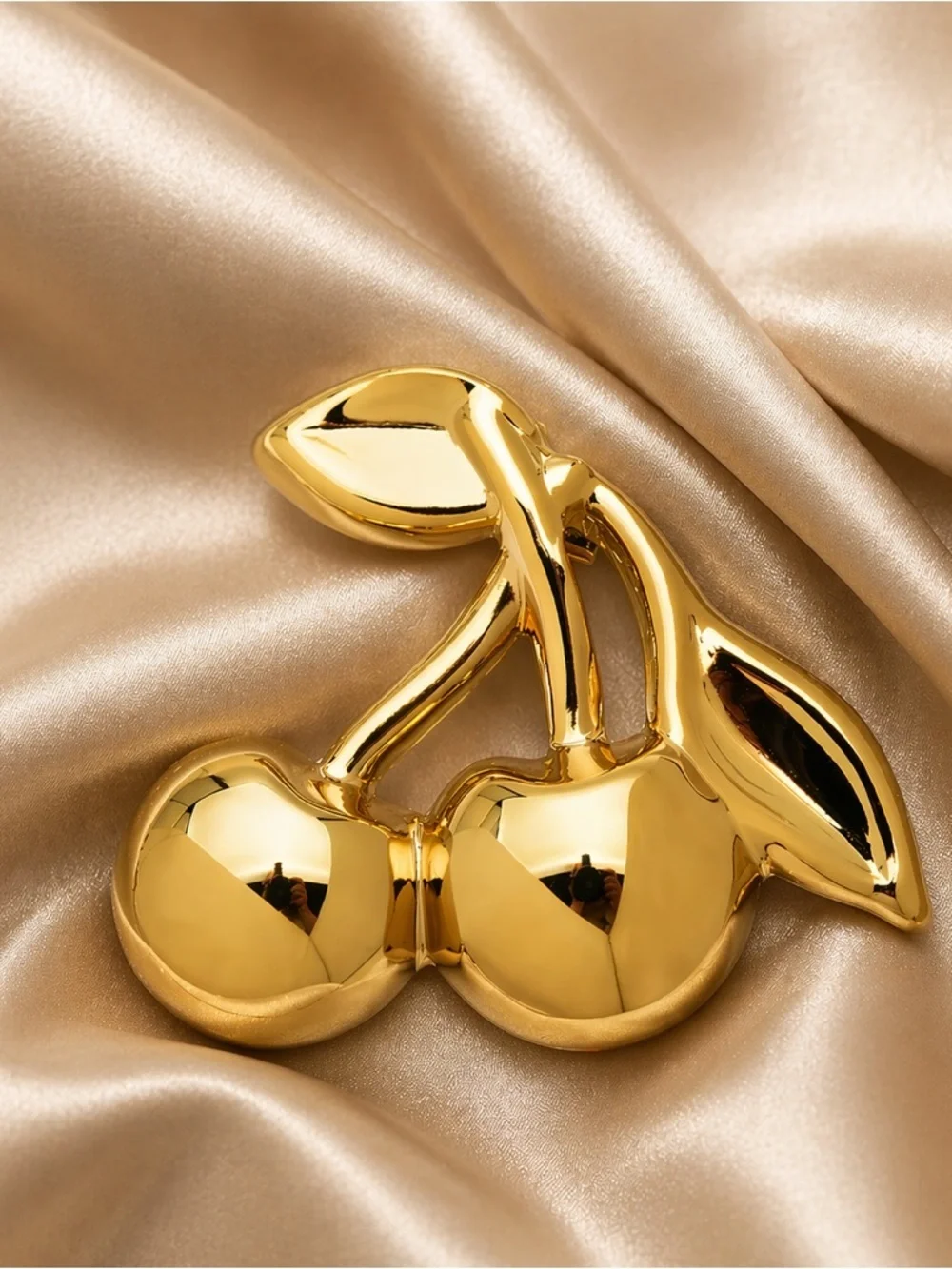 Gold Cherry Chic Brooch